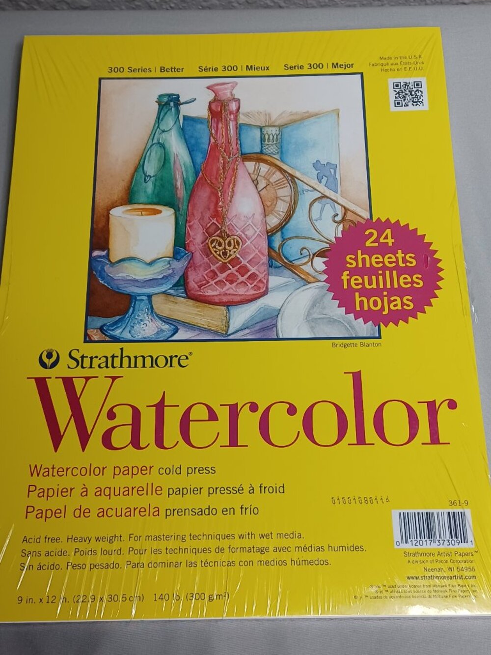 Strathmore 300 Series Watercolor Paper Pad, 9x12 inches, 24 Sheets (140lb/300g)
